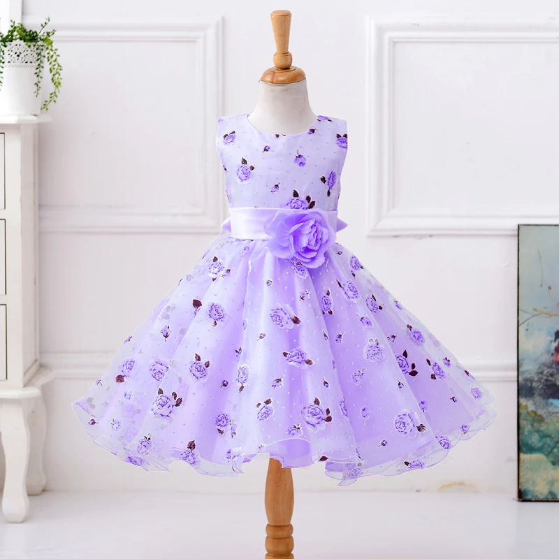 Big Flower Bridesmaid Princess Dress For Girls Children Clothing Sleeveless Girls Party Dresses Lace Birthday Wedding Gown 3-10Y