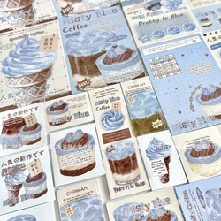 20-Pieces Set Cute Cartoon Sea Salt Coffee Series Card Packing Supplies Folding Page Card Head Sticker for Kpop 3-inch Photocard