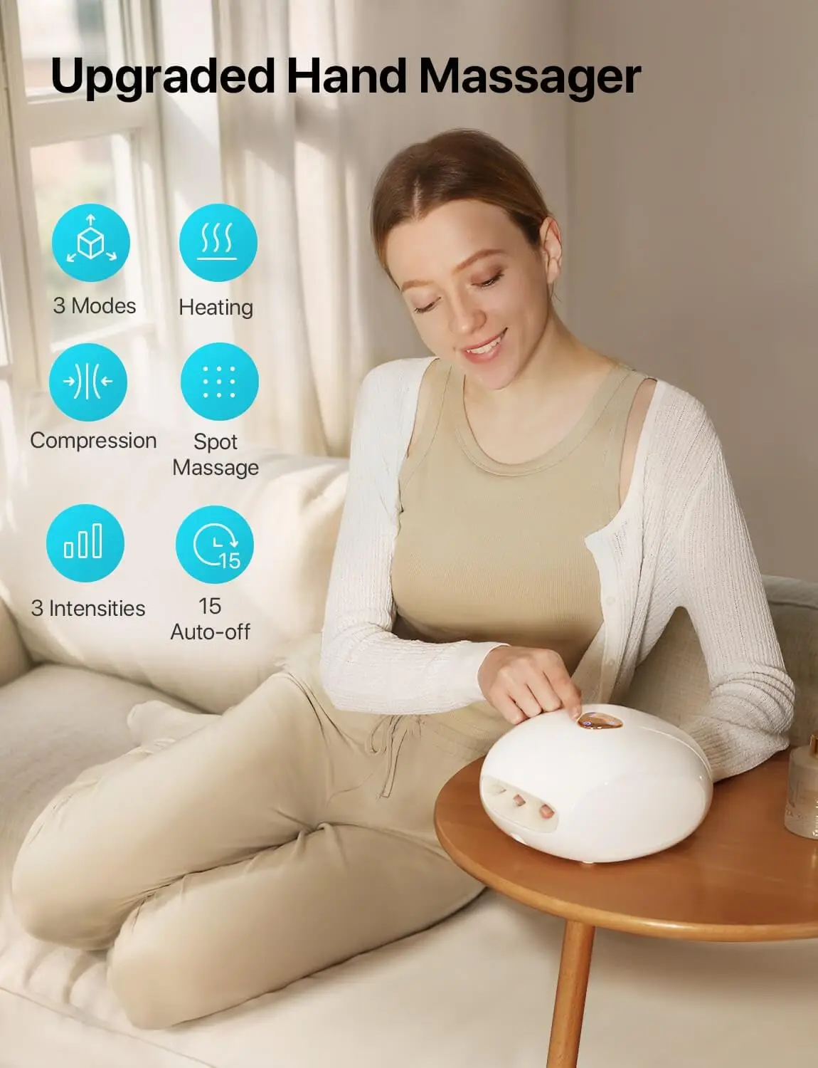 スマートライブラリーファクトリー 新設計 ポータブル空気圧ハンドマッサージ機 ツール パーム ファイブフィンガー ハンドマッサージャー 温熱機能付き