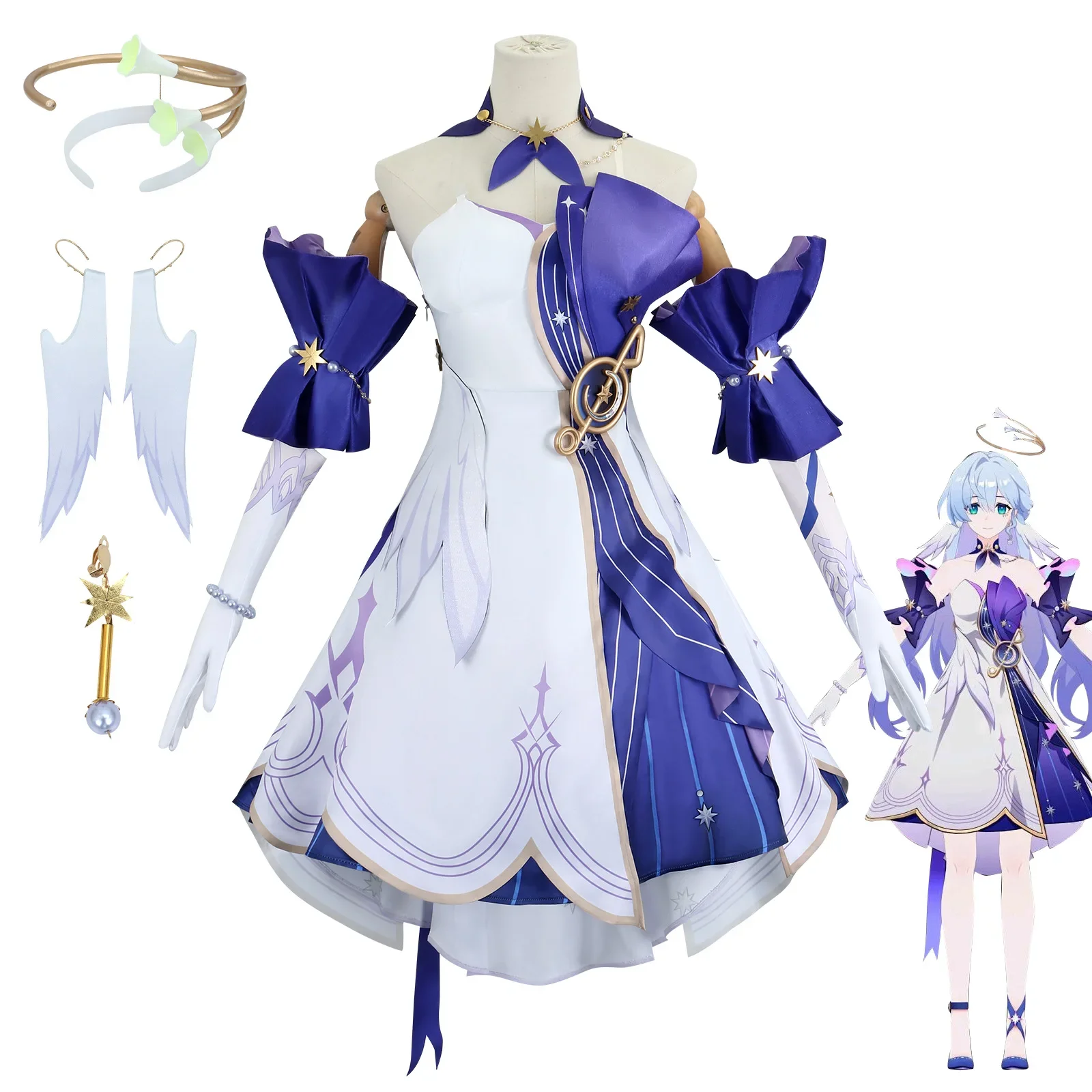 Game Honkai: Star Rail Robin Cosplay Costume Cosplay SakuraSakura -N  Honkai Women Costume Dress Robin Cosplay Wig