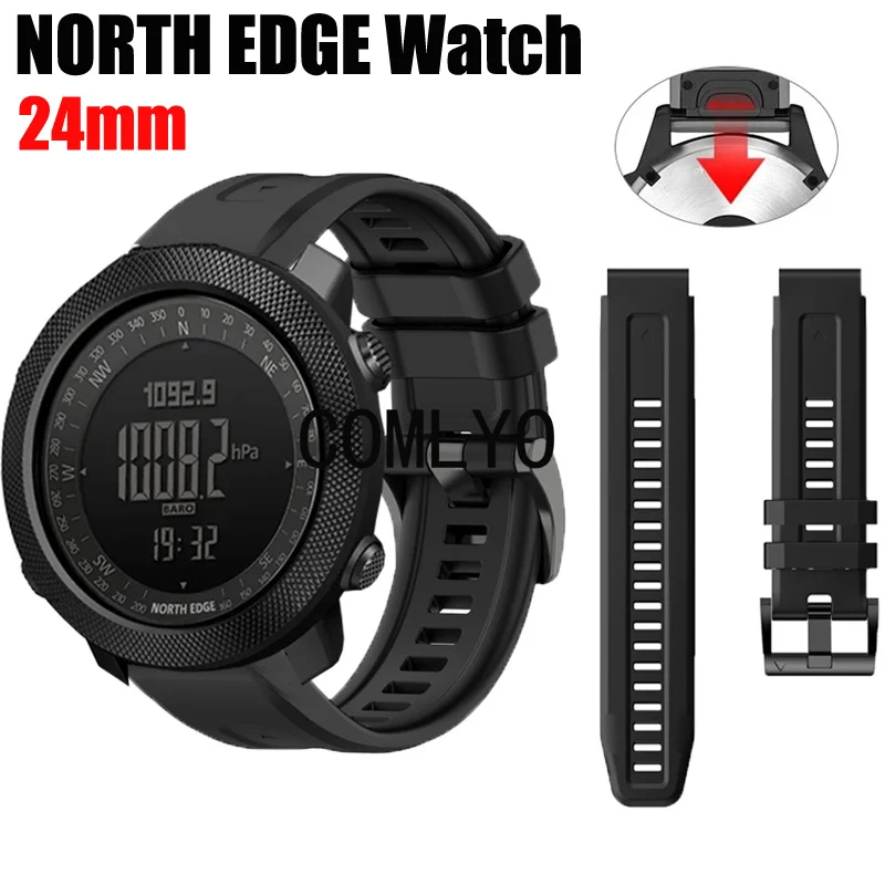 For NORTH EDGE ALPS APACHE 3 50MM EVOQUE 2 Strap Watch Quick Release Men's Band Soft Silicone Sports Bands Outdoor Belt