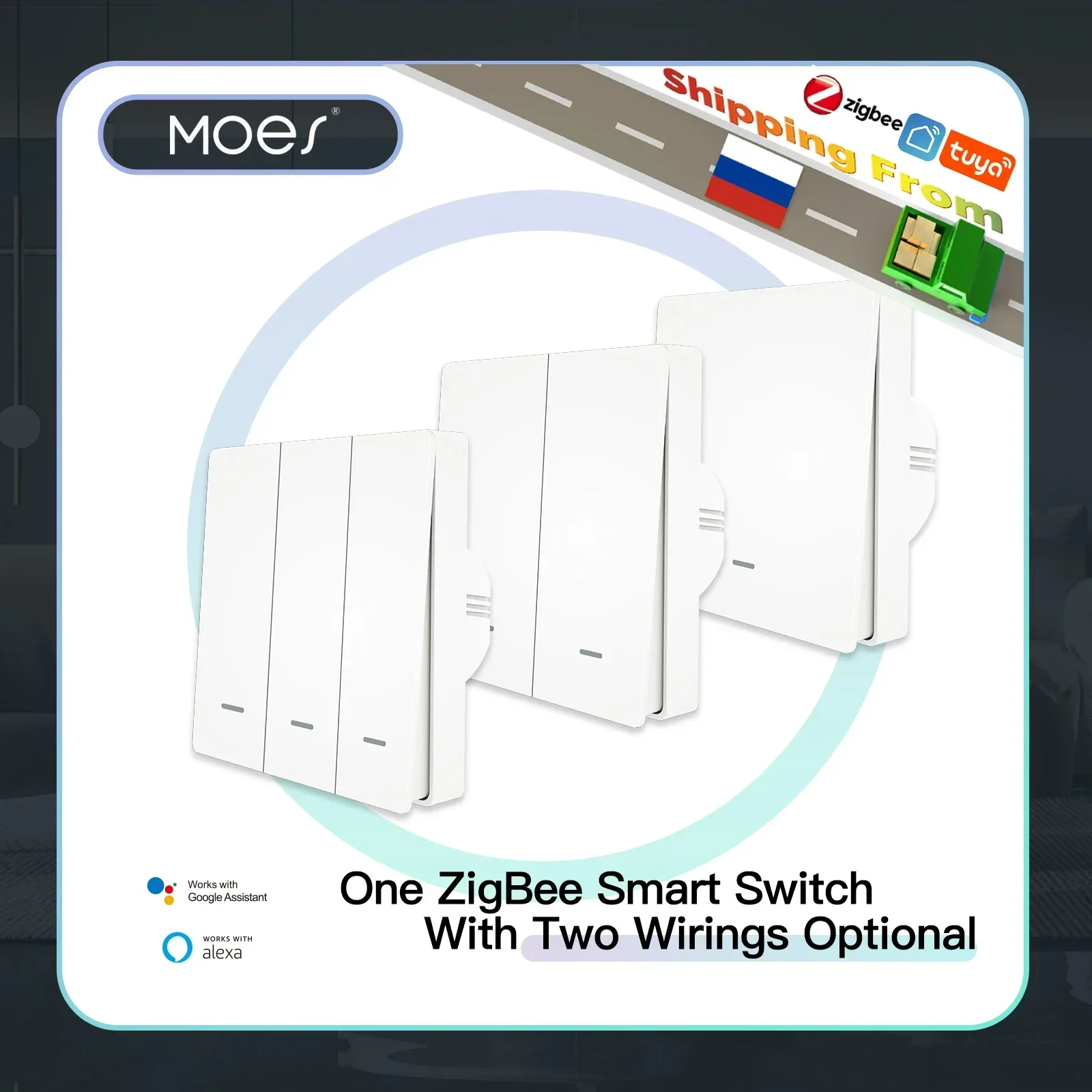 

MOES Tuya ZigBee Smart Light Switch No Neutral Wire No Capacitor Needed Smart Life 2/3 Way Works with Alexa Google Home 2mqtt