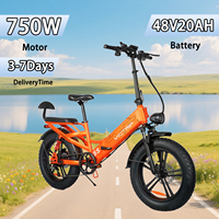 E Bike 750W Motor 48V 20AH Battery Hydraulic Braking 7-Speed Electric Bicycle 20-Inch Fat Tires Carbon Steel Frame Electric Bike