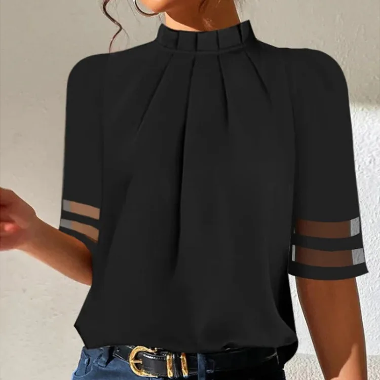 2024Fashion Off Shoulder Black Office Ladies Tops And Blouses Women 2023 Summer Casual Short Sleeve Top Femme Shirt Blouse Woman