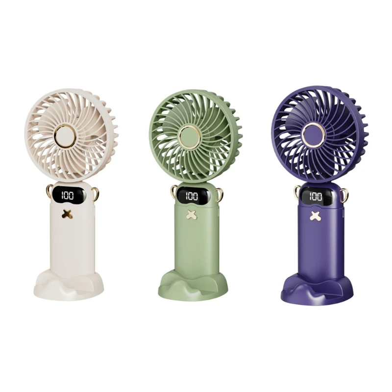 

Handheld Fan USB Rechargeable 5 Speed Portable Fan Digital Display Cooling Fan 918D