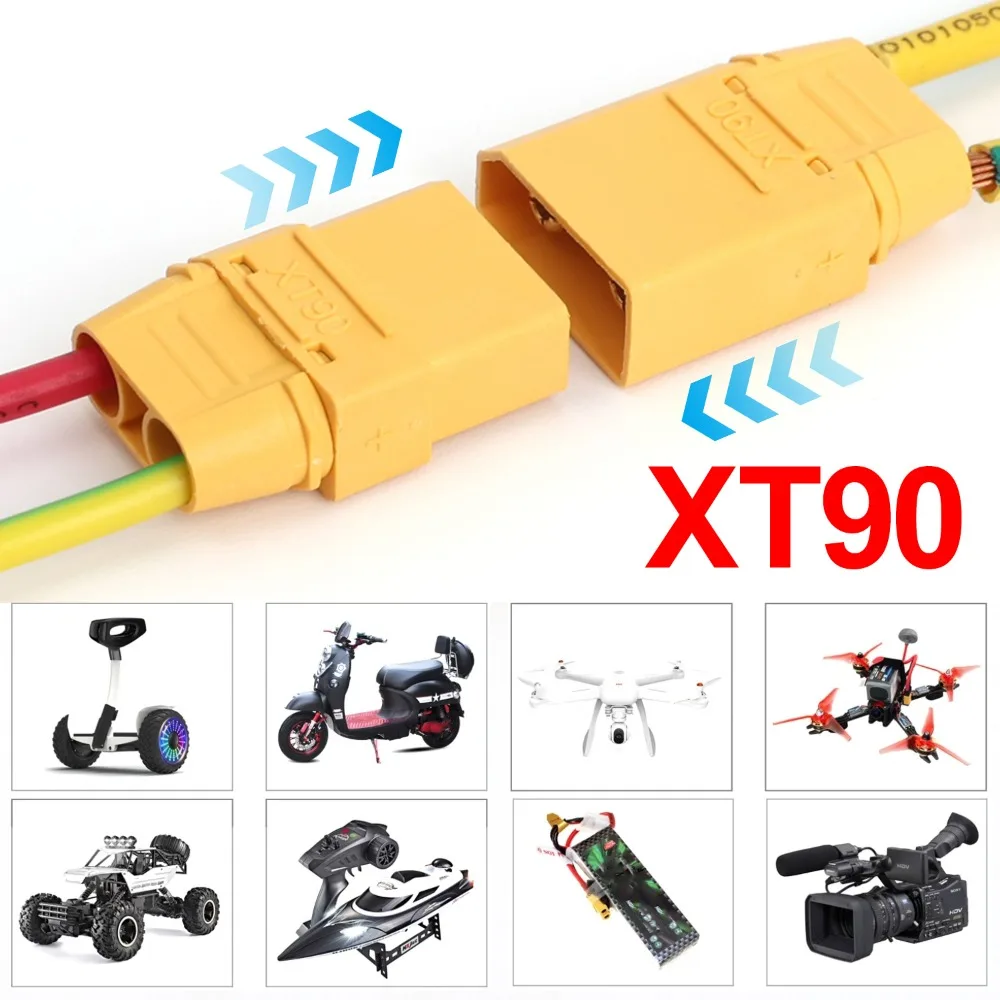 XT90 Male Female Connector Plug High Current Copper Banana Head Adapter with Sheath for RC Model Lipo Battery Charger Controller