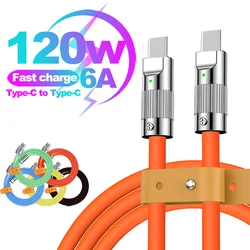 Liquid Silicone USB Type C Charger Data Cord 120W 6A Fast Charging For Huawei Samsung Xiaomi OPPO Millet Quick Charge Data Cable