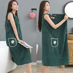 New style embroidered pineapple plaid shower dress for girls, shower robe in large size, not easy to shed hair, bath towel