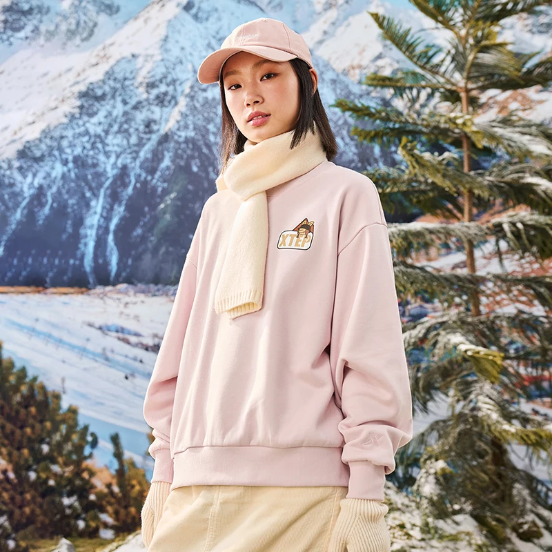 Xtep Pullover Sweater Female  Winter Soft Outdoor Leisure Street Sweatshirt Comfortable Sports Round Neck Tops 876428930024