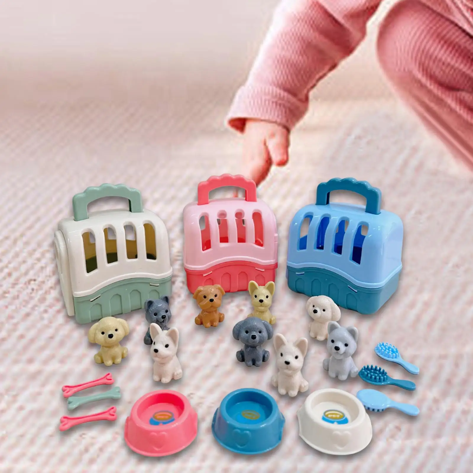 24x animal de estimação fingir jogar brinquedos figuras de cão playset  brinquedos educativos cuidados com animais de estimação role play conjunto  para crianças presente da criança / Aprendizado e educação, image size:1600x1600