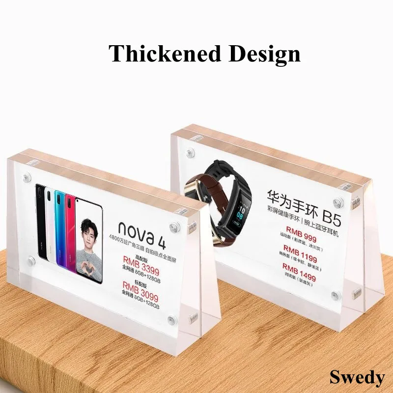 100x70mm Magnetic Price Label Paper Tags Clear Picture Photo Poster Frame Table Menu Acrylic Sign Holder Display Stand