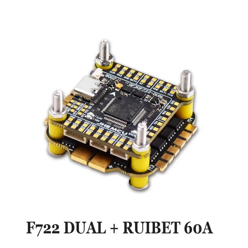 

F7 Stack F722 Dual Flight Controller With RuiBet 60A ESC 3-6S 30.5*30.5mm For RC FPV Freestyle Drone