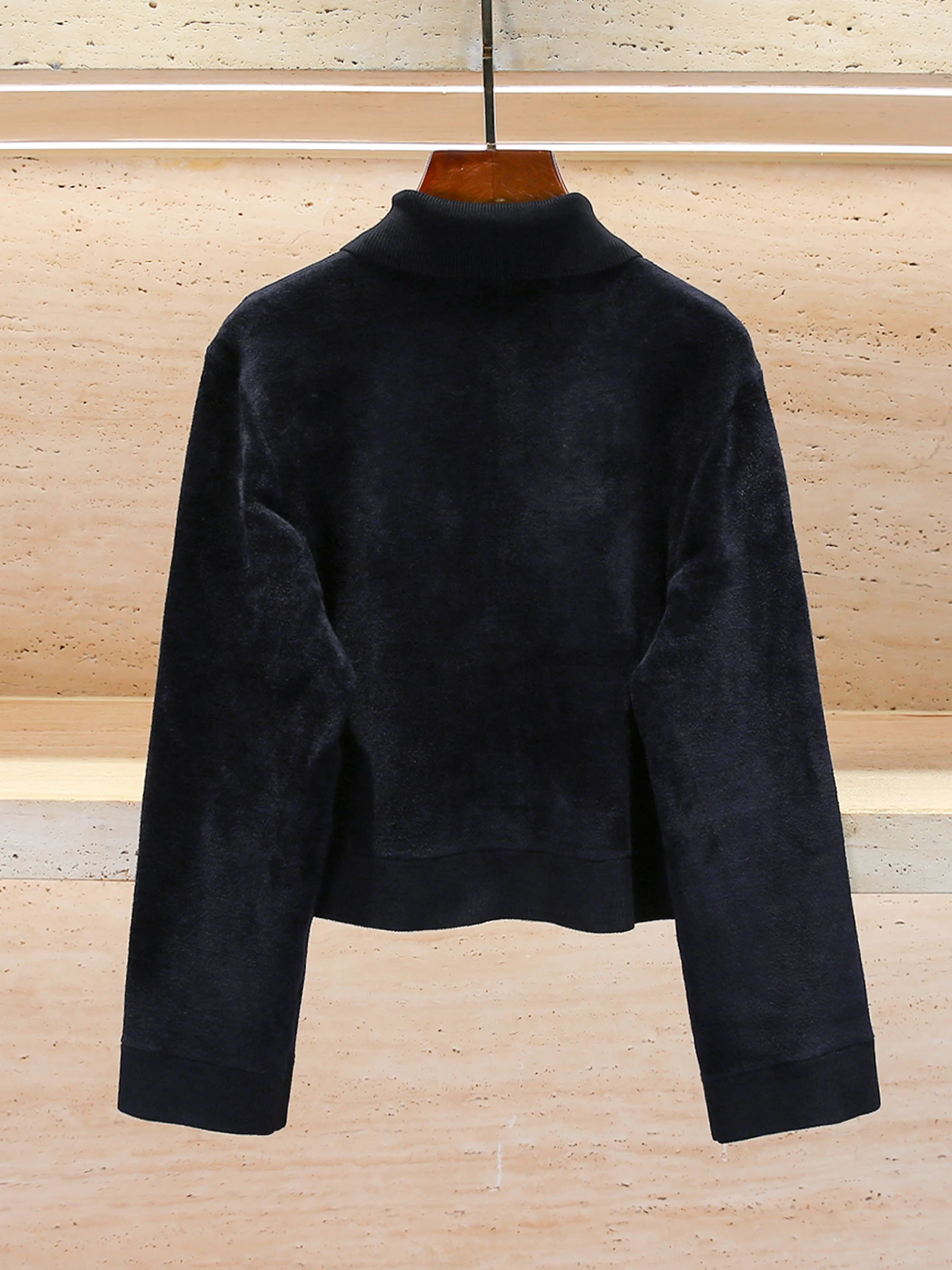 M Home Southern Oil Cappotto cardigan aperto lavorato a maglia con colletto in velluto vintage da donna di fascia alta Autunno Inverno Vestibilità regolare Pendolarismo Sle
