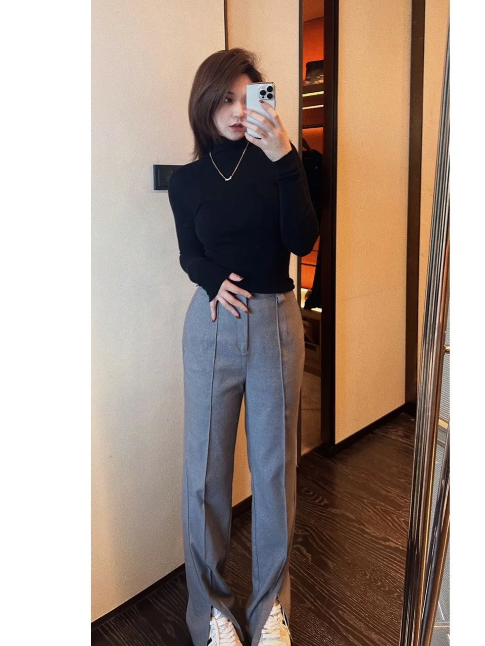 

OSENSO Брюки с разрезом и высокой талией, эффект удлинения ног, повседневные брюки для костюмов, модные весенне-осенние женские брюки высокого качества...