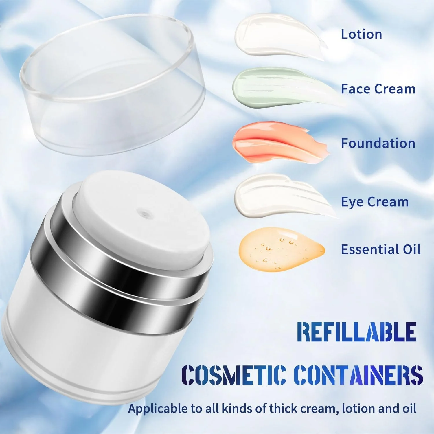 Luxury 15g 30g 50g 100g Personal Care Cream white Airless Jar Plastic Airless bottle jar refillable cosmetic airless pump jar