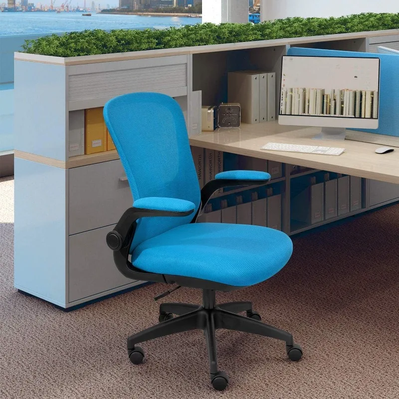 Office Desk Chair Ergonomic Mesh Chair Lumbar Support with Flip Up Arms and Adjustable Height