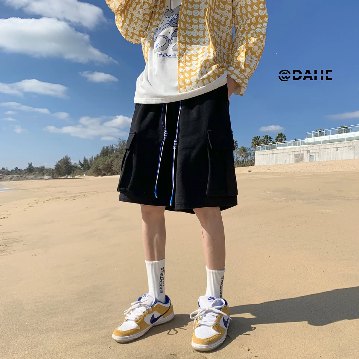 

Летние тонкие свободные мужские рабочие шорты, молодежные повседневные спортивные брюки прямого кроя, большие боксеры, дышащие, удобные шорты