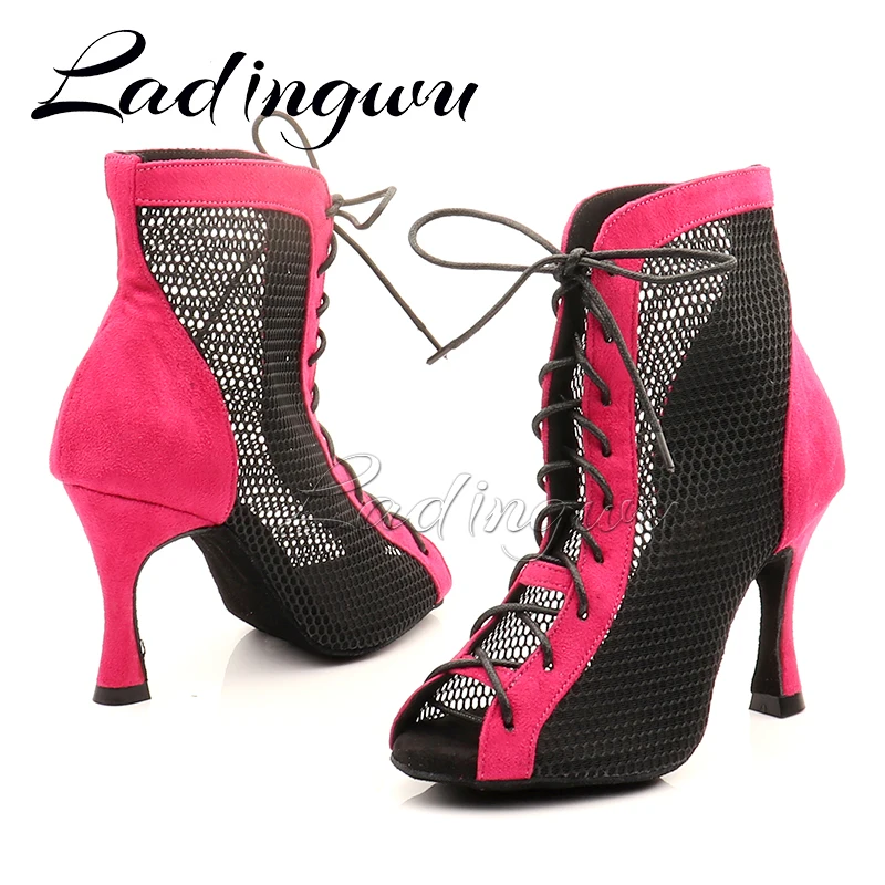 Ladingwu Women Latin Dance Shoes Ladies Dancing Shoes Woman Tango Ballroom Dance Boots High Heels Salsa Party Shoes Dancing Boot