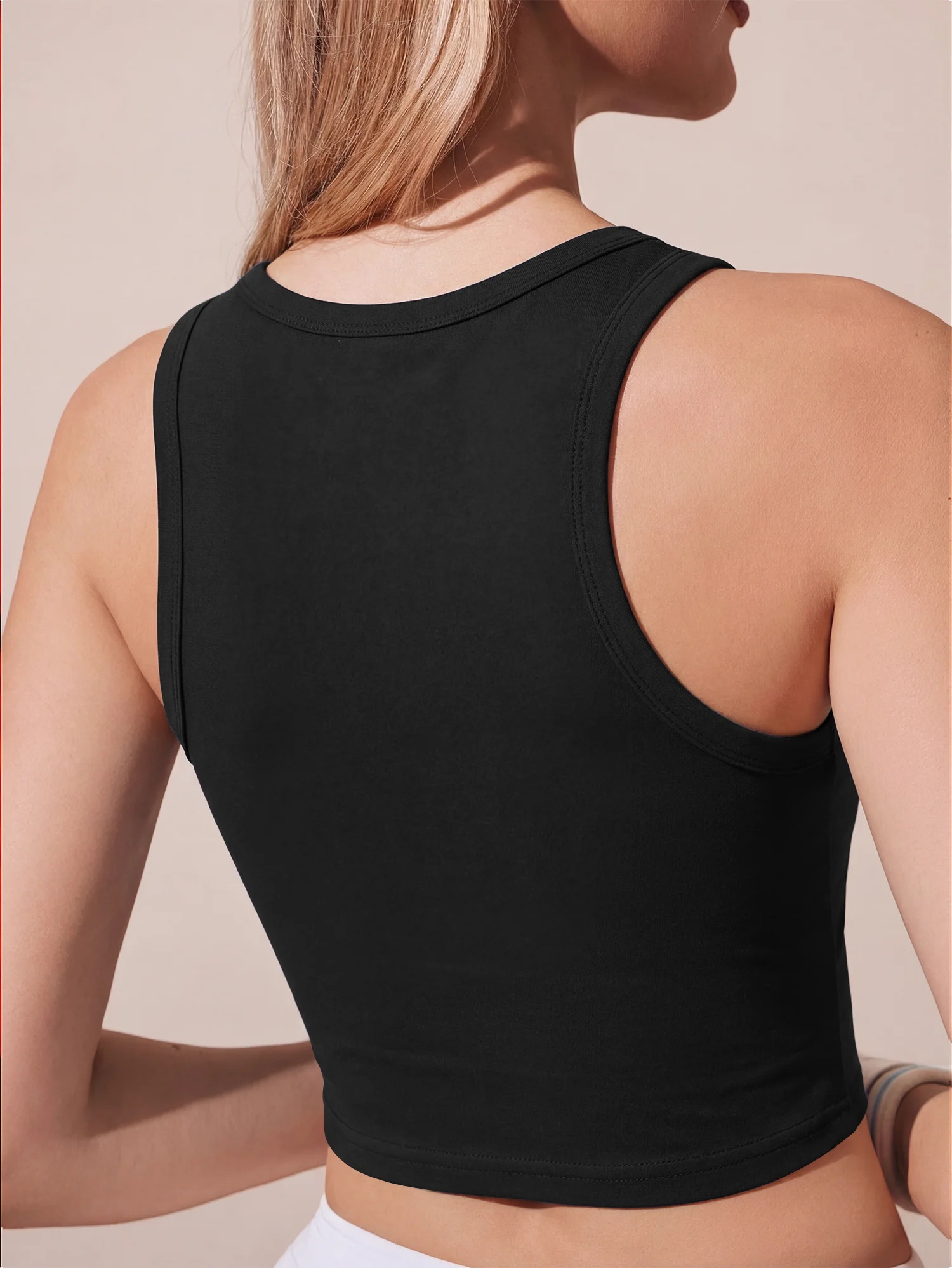 Cropped Racerback Tank Top, Stretchy Fitted Athletic Vest for Yoga Pilates Workout