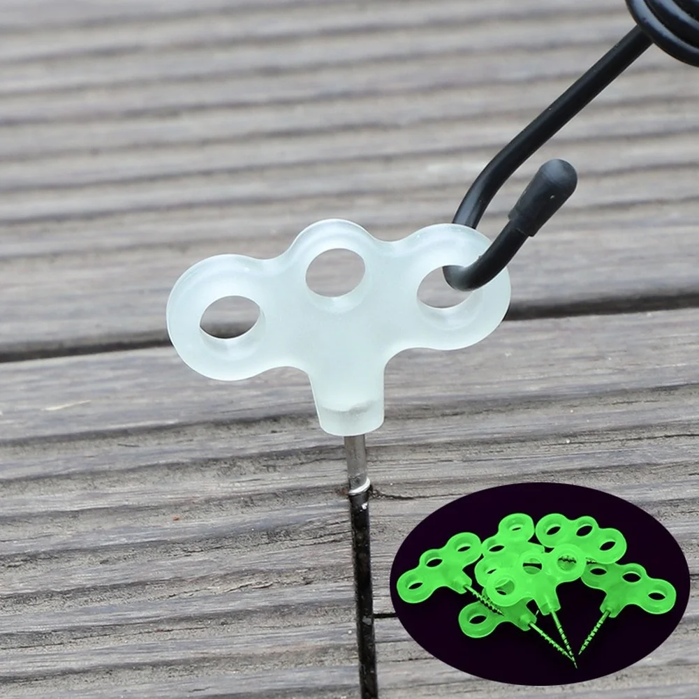 10 Stück Zelt-Windstopper mit drei Löchern, Spiralgewinde, Schraubhaken, Seilclip, Nachtlicht, Decknagel, Campingzelt-Zubehör