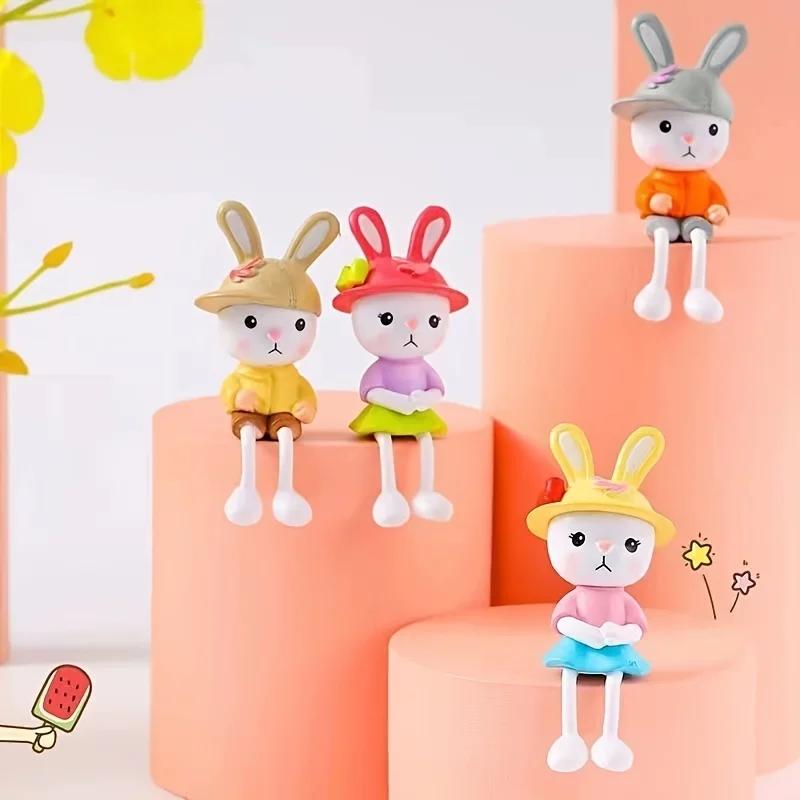 4 Traditional PVC Couple Statues With Hats, Love Themed Animal Decorations, Car Dashboard Multifunctional Room Decoration,