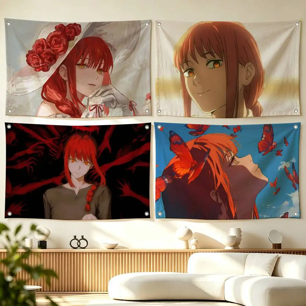 M-Makima C-Chainsaw Man  Flags Wall Hanging Tapestry Outdoor Garage Room Decorative flag Background Blanket