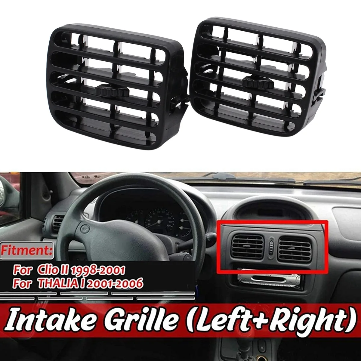 1Pair Car Center Console Air Vent for Renault Clio II 1998-2001/THALIA I 2001-2006 Air Jet Intake Grille 7702258375