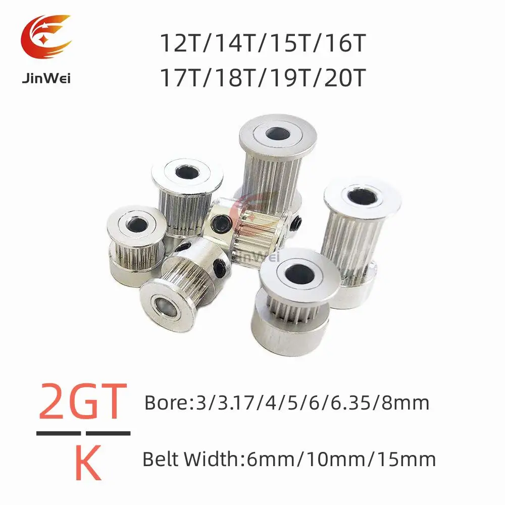 GT2/2GT Number Teeth 12T/14T/15T/16T/17T/18T/19T/20T Timing Pulley Bore 3/3.17/4/5/6/6.35/8mm For Belt Width: 6/10/15mm  Belt