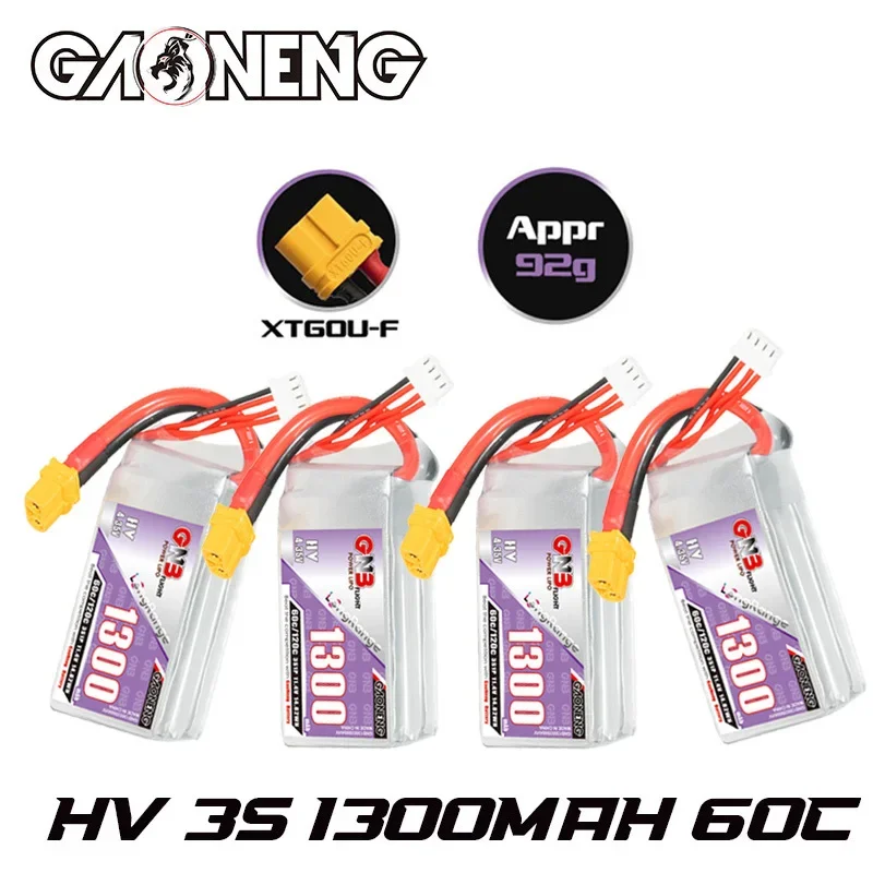 GAONENG GNB 3S 1300mAh 11.4V HV 60C/120C bateria LiPo z wtyczką XT60 dla helikopter RC Quadcopter FPV części zamienne do dronów wyścigowych