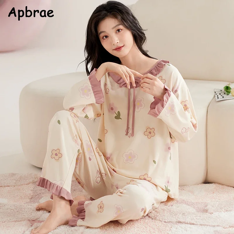 Autumn Winter Soft Cotton Pajamas for Women Long Sleeves Casual Princess Lapel Cardigan Pijamas Kawaii Woman Sleepwear