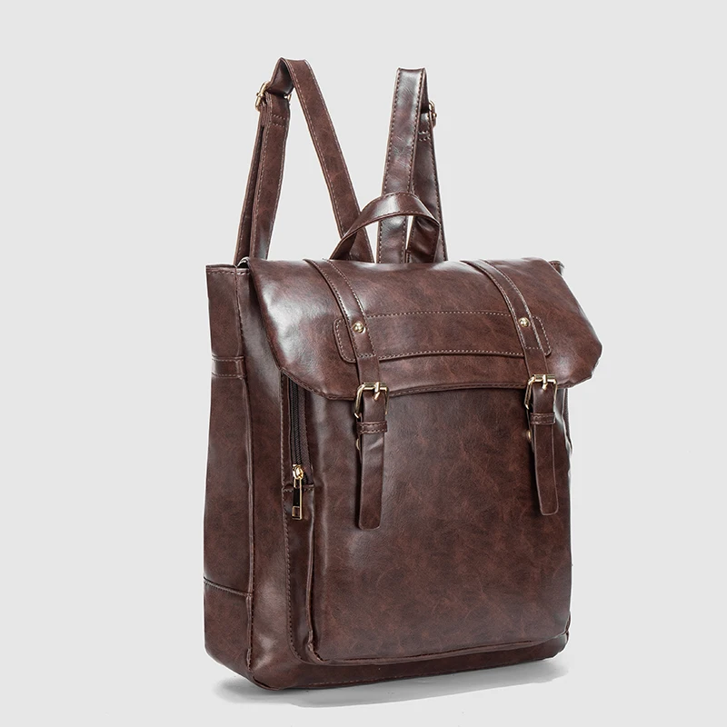 

2025 New Vintage Women Backpacks High Quality Pu Leather Female Ladies Bag Korean Student Backpack Fashion Preppy Style Bag