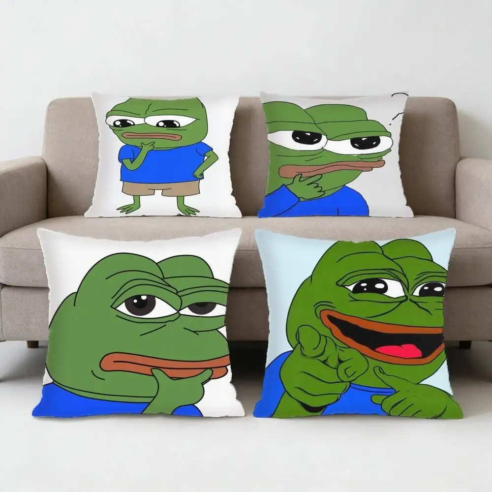 

Sad P-Pepe The Frog Pillow Case Anti-dustmite Pillowcase Invisible zipper silky short plush Sofa cushion cover
