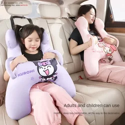 Kawaii anime Cartoon Car Kids Fixed Sleeping Pillow Kuromi My Melody Vehicle Mounted Pillow Back Row Neck Pillow Sleep Artifact