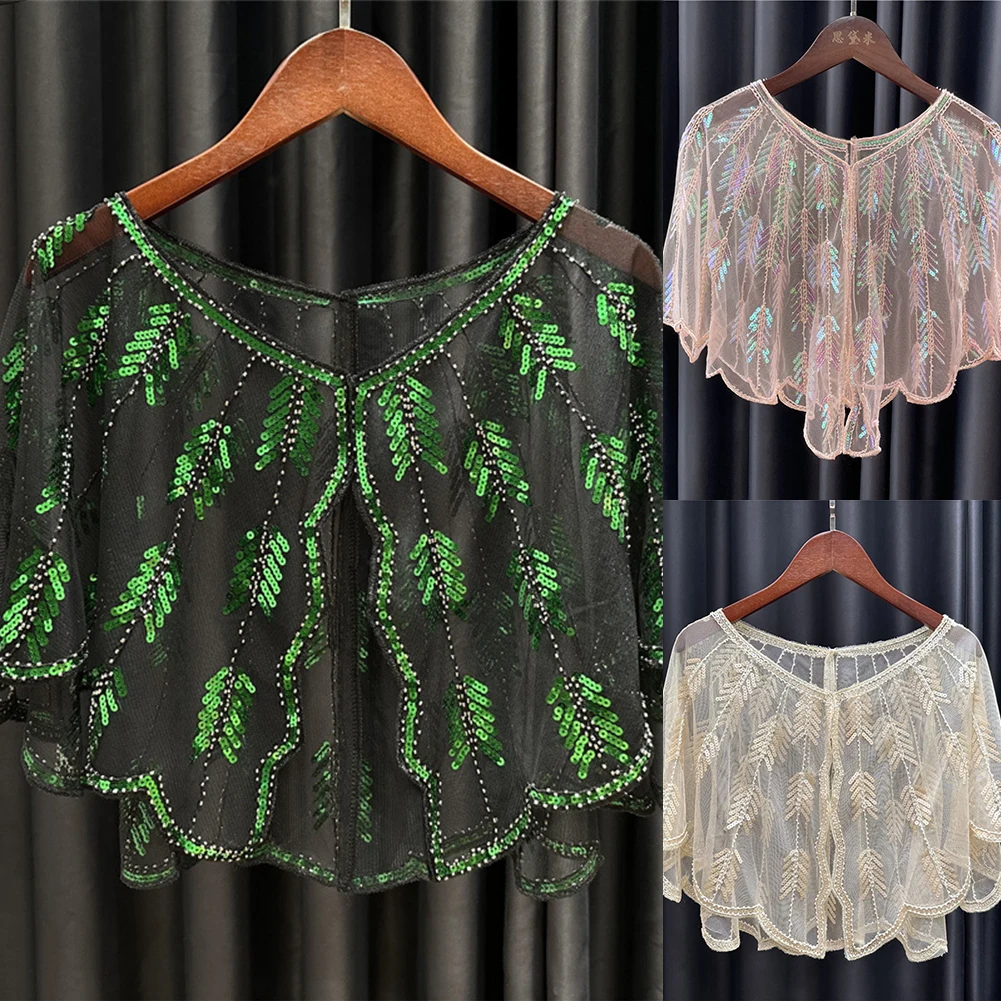 شال نسائي مزين بالترتر ، فستان دانتيل ، نمط رقيق ، ملابس خارجية ، صدرية ، جديد