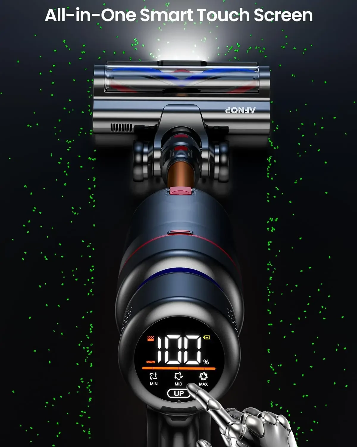 Aspirapolvere, aspirapolvere da 45Kpa 550W 60 minuti per la casa, aspirapolvere con touch screen a LED, aspirapolvere wireless anti-groviglio, Rec