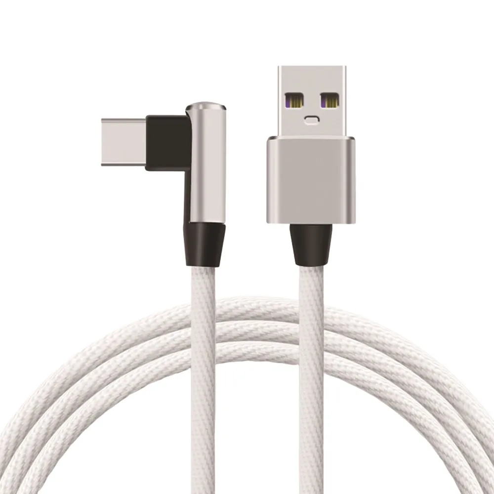 Nylon Braided USB C Cable 1M Length 90 Degree Elbow USB to Type-C Adapter Durable for iPhone/Samsung/Tesla/Huawei/Xiaomi/MacBook