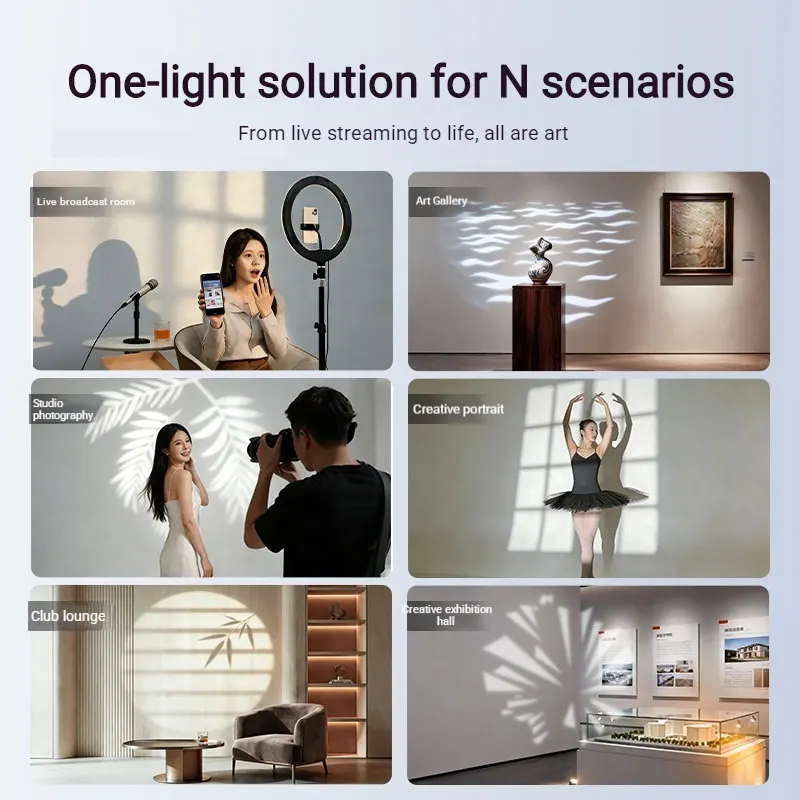 Live Stream Background Projector Light Anchor-Specific Beam Spotlight with Patterns for Studio Portrait & Ambiance Lighting