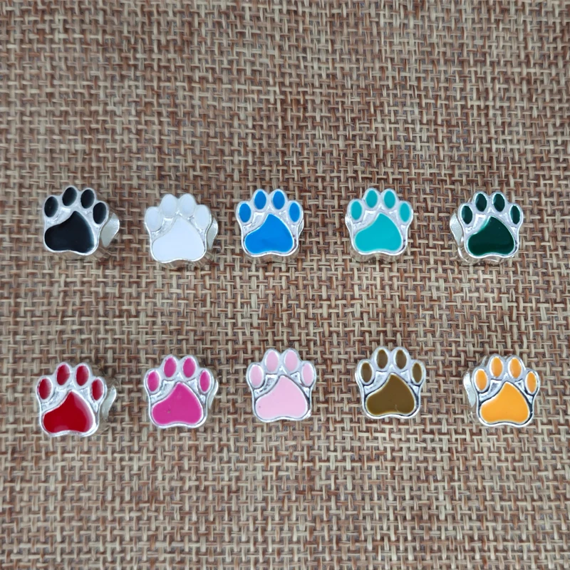 10pcs Big Hole 5mm Bead Animal Paw Prints Beads Bangle Bracelet DIY Jewelry making Beads Wholesale Necklace Accessories Colorful