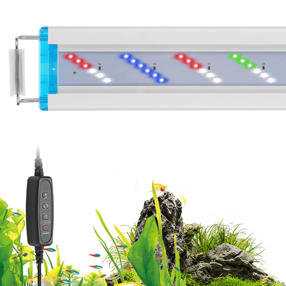 USB Ultra Thin LED Aquarium Light Aquatic Plant Light Expandable Clip On Light Timer and Dimmer 18-71CM Fish Tank