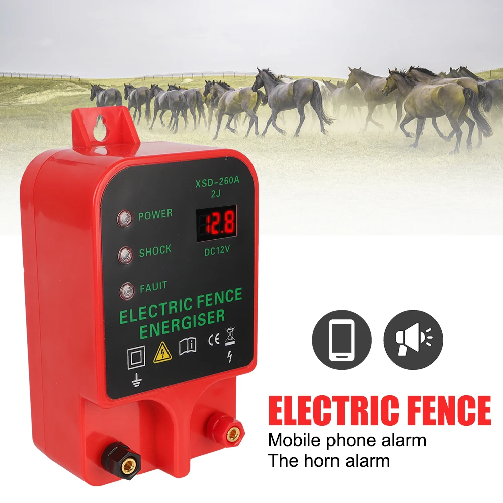 

LCD Livestock High Voltage Pulse Controller Voltage Display 10KM High-decibel Alarm Waterproof Electric Fence Energizer