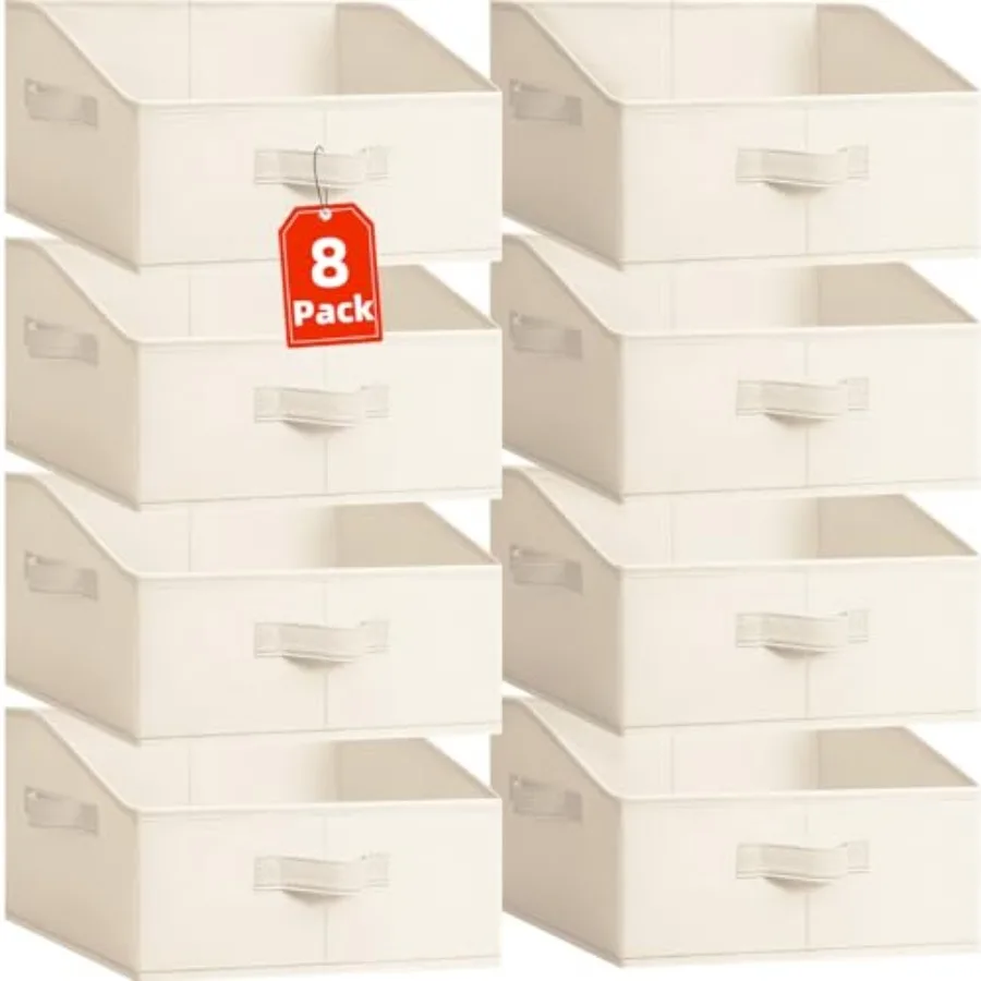 

Closet Organizers Bins 8 Pack - Large Closet Shelf Organizer with Handles - Fabric Trapezoid Home Organization and Storage Bask