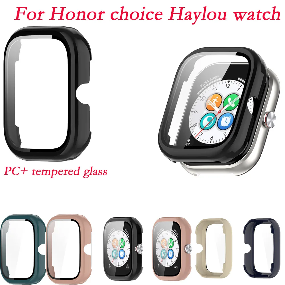 

For Honor Choice Haylou Watch Protective Case Anti-fall Watch Caes PC+ Tempered Glass Anti-scratch Watch Band Protector Shell