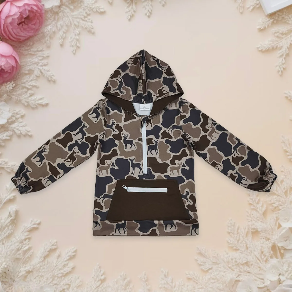

Baby Boy Kids Hoodies Sweatshirts Clothes Deer Hunting Camo Long Sleeve Zipper Pocket Hooded Pullover Hoodie Tops Boys Clothing