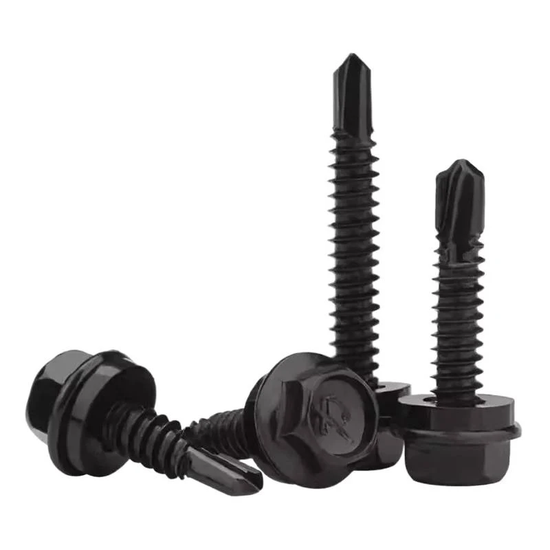 M4.2 M4.8 M5.5 M6.3 Black 410 Stainless Steel Hex Head Self Drilling Screws Drill Tail TEK Screws for Metal Roofing Steel Framin
