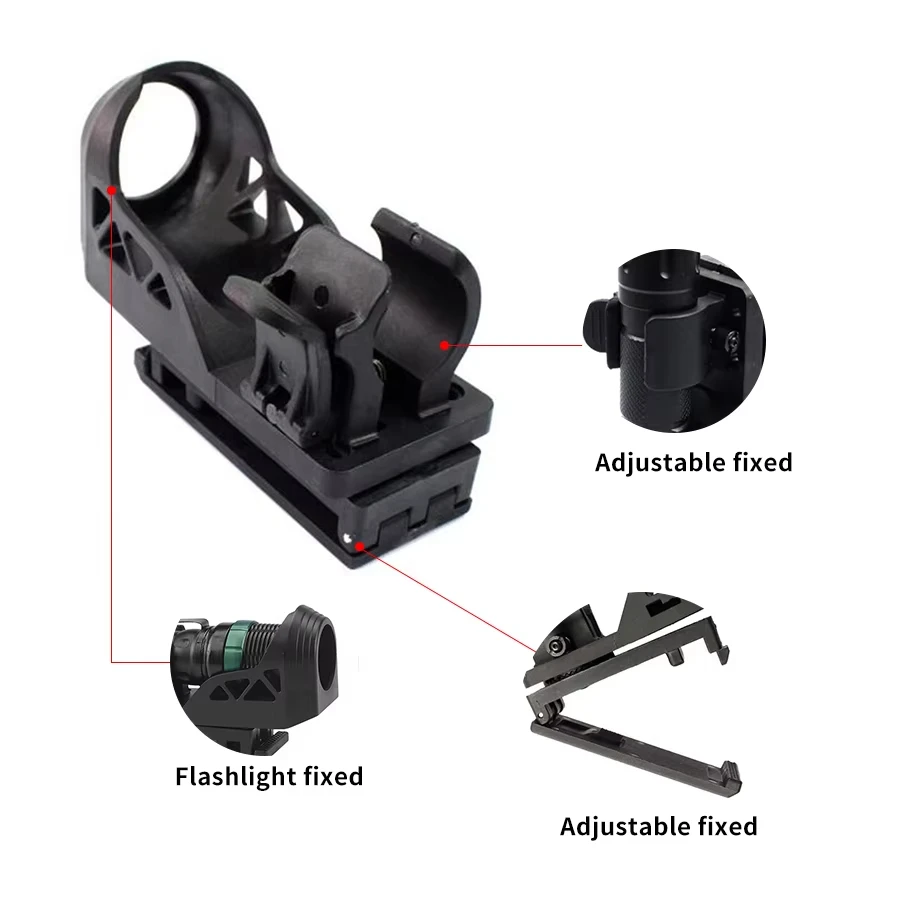 Coldre de lanterna tática com sistema de bloqueio lateral de alavanca conjunto de tocha geral 360 °   Conjunto de tocha de plástico rotativa desconexão rápida novo