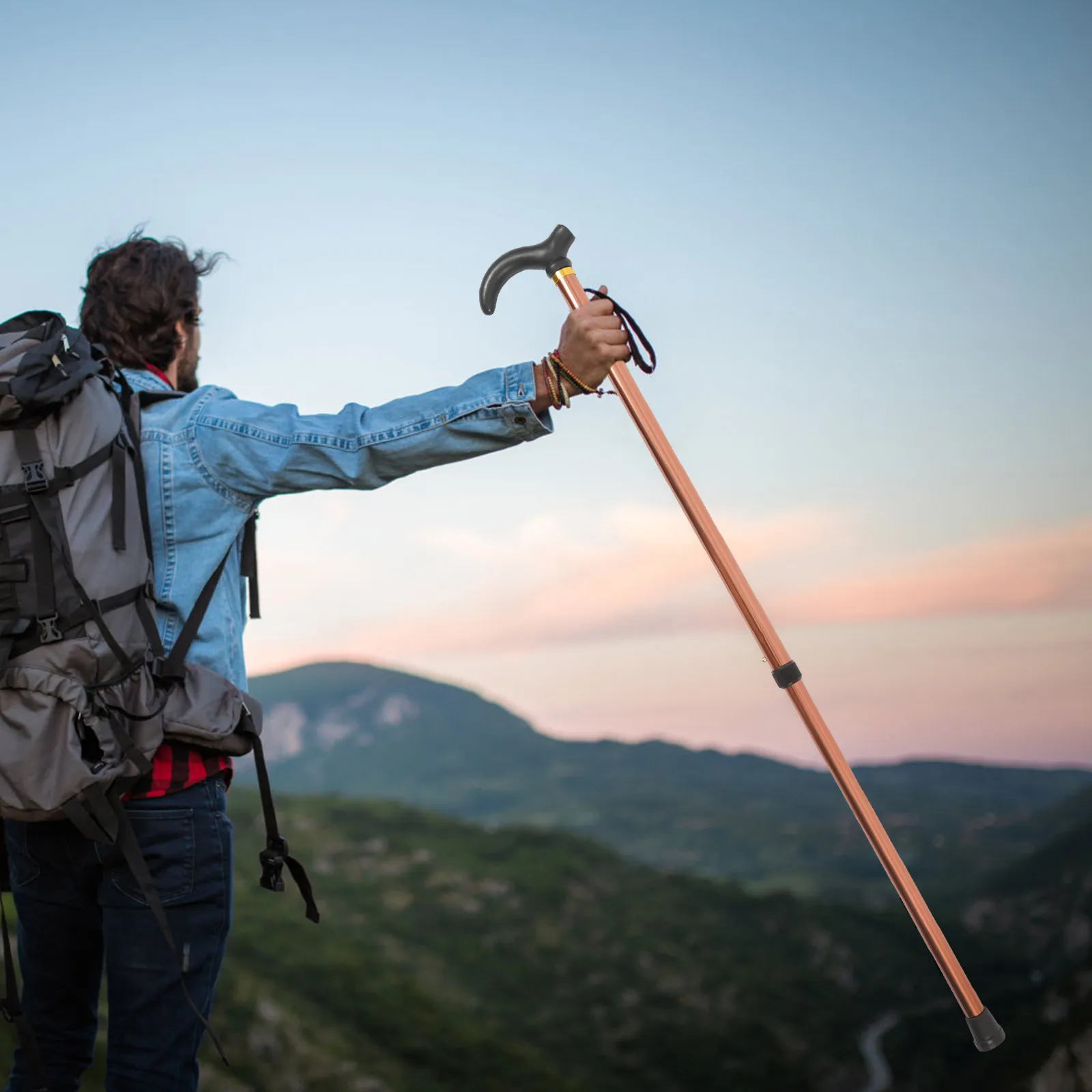 

Aluminum Alloy Retractable Trekking Poles Collapsible Walking Sticks for Travel Hiking Sticks Coffee Color 2 Sections Anti Slip