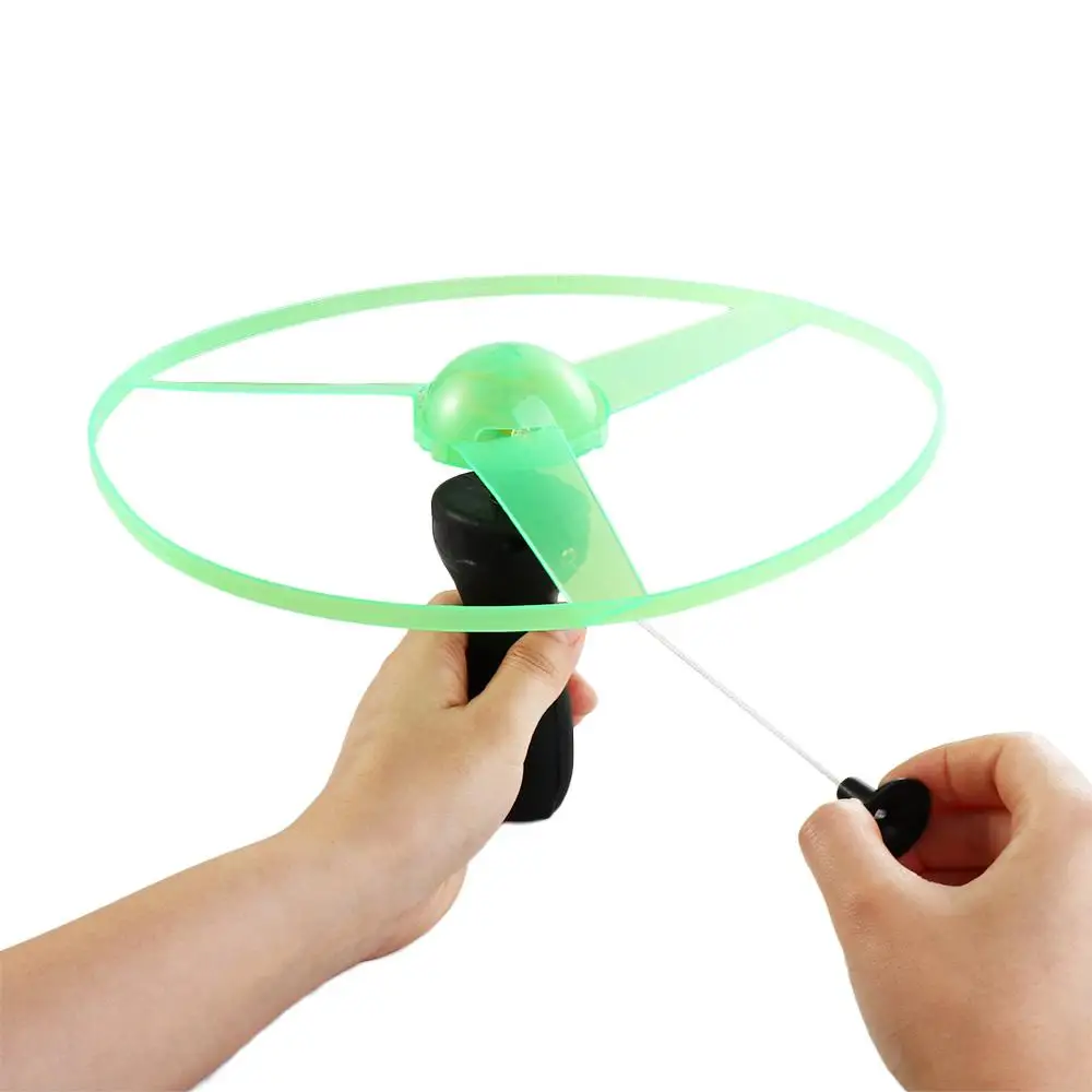 Outdoor Toys Helicopter Toys Rope Flying LED Flying UFO Spinning Top Pull String Flying UFO Propeller Helicopter Toys