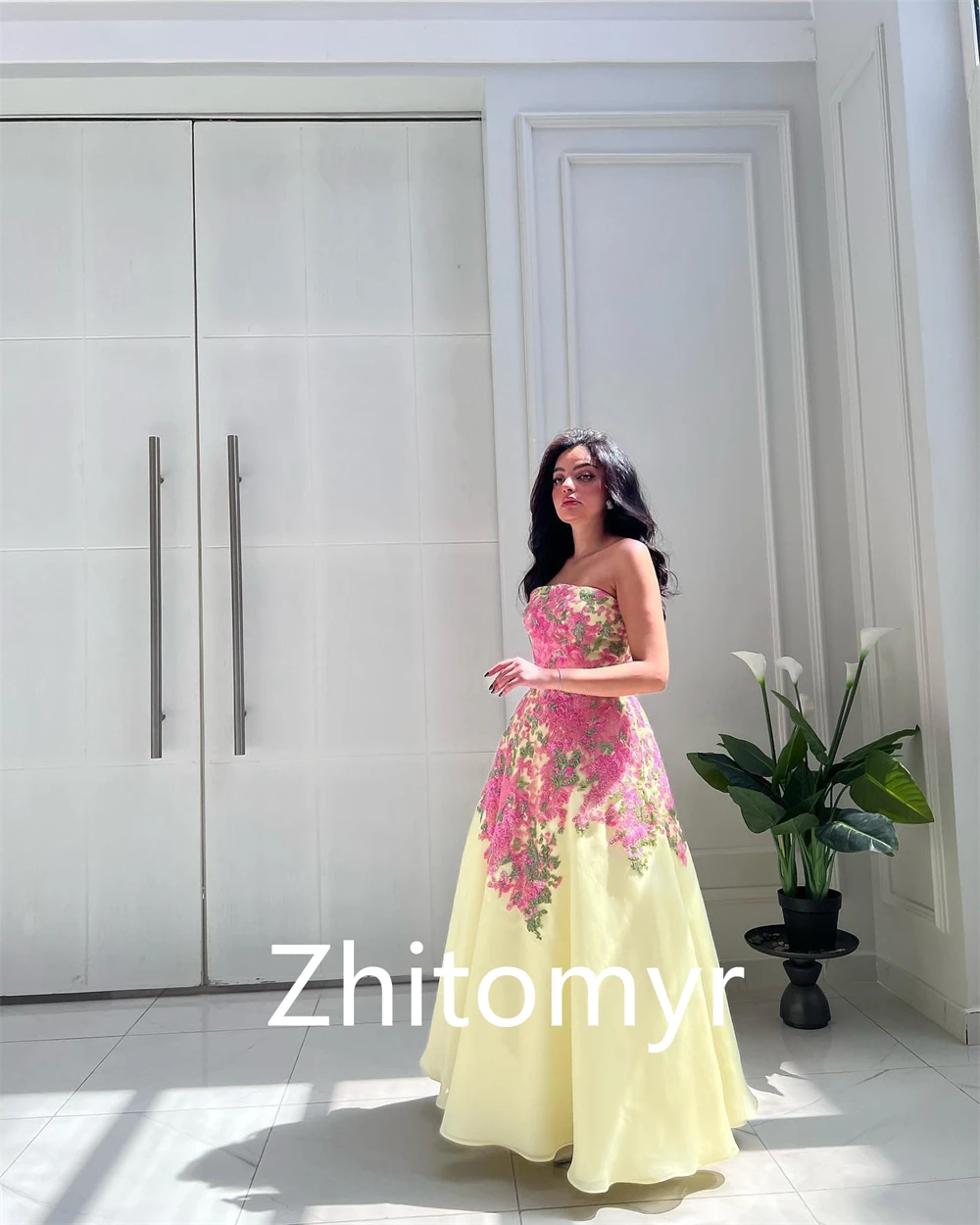 Customized  Jersey Beading Draped Sequined Graduation A-line Strapless Bespoke Occasion Gown Long Dresses