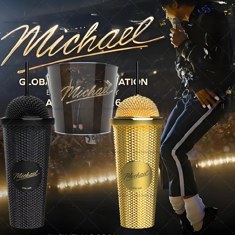 King of Pop Michael Jackson Mikrofonförmiger Wasserbecher Eiswürfelbehälter Popcorn-Box Film-Merchandise MJ-Thema Fans Souvenir Geschenk