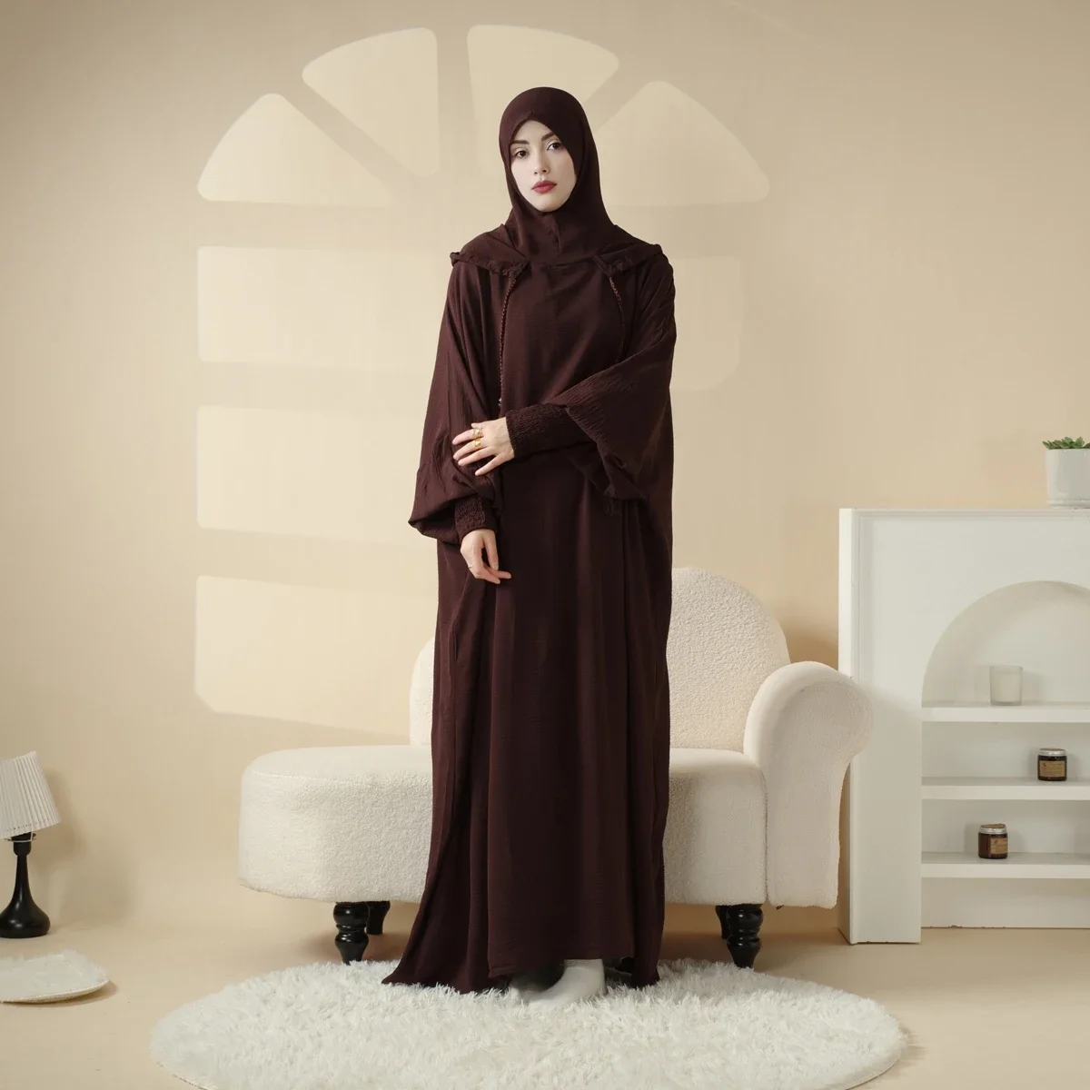 

Ид Абая с капюшоном для женщин Мусульманское платье макси на голове Молитвенная одежда Исламская одежда Халат Рамадан Джеллаба Турция Кафтан Абая